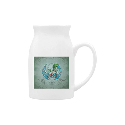 cute parrot with wings and palm Milk Cup (Large) 450ml