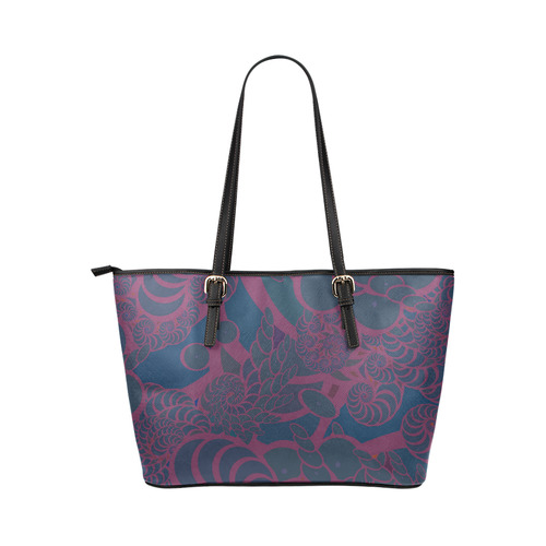 Rainforest at Night Leather Tote Bag/Small (Model 1651)