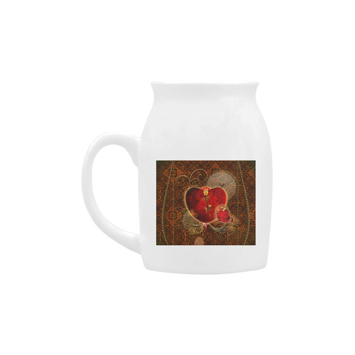 Steampunk, valentines heart with gears Milk Cup (Small) 300ml