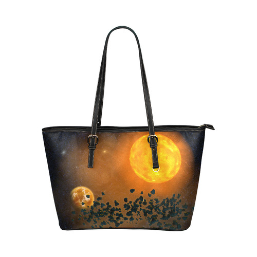 Space scenario - The Apocalypse Leather Tote Bag/Small (Model 1651)