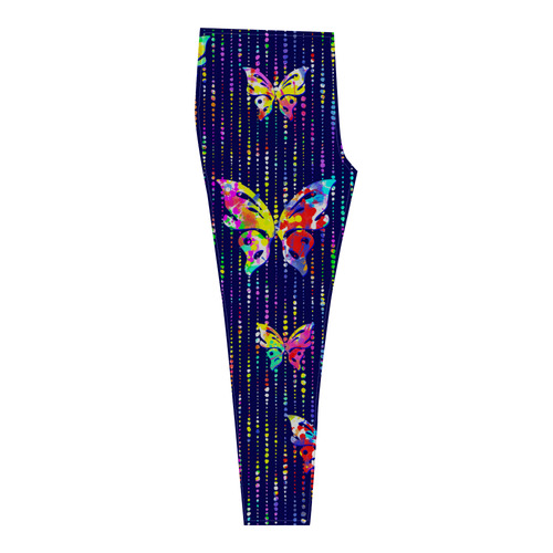 Butterflies On Dotted Lines Pattern Cassandra Women's Leggings (Model L01)