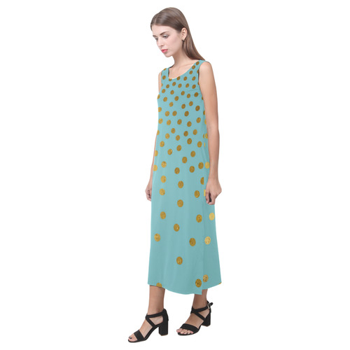 Gold Elegance Polka Dots Shower Phaedra Sleeveless Open Fork Long Dress (Model D08)