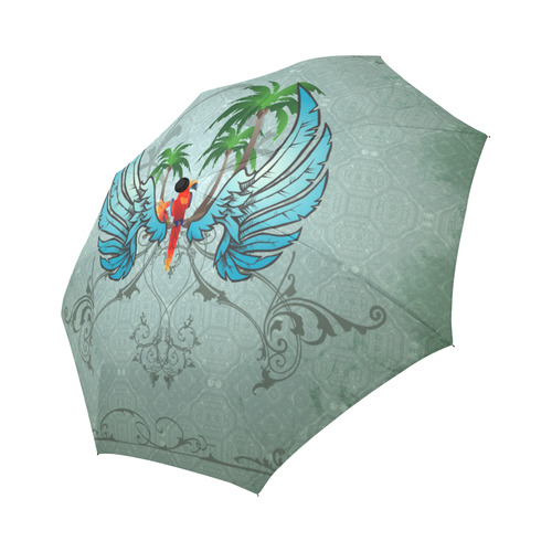 cute parrot with wings and palm Auto-Foldable Umbrella (Model U04)