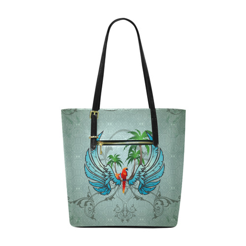 cute parrot with wings and palm Euramerican Tote Bag/Small (Model 1655)