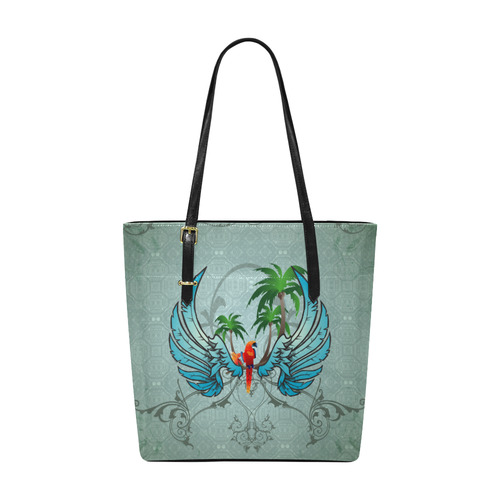 cute parrot with wings and palm Euramerican Tote Bag/Small (Model 1655)