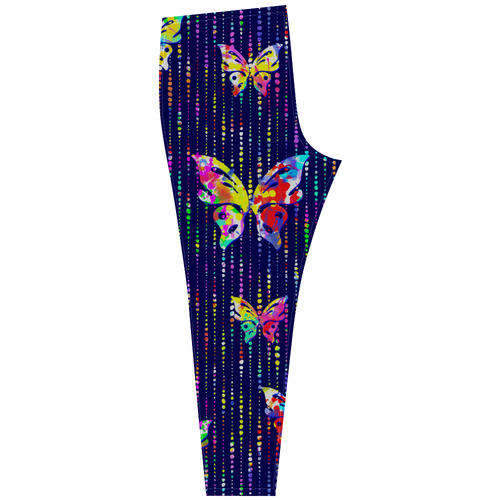Butterflies On Dotted Lines Pattern Cassandra Women's Leggings (Model L01)