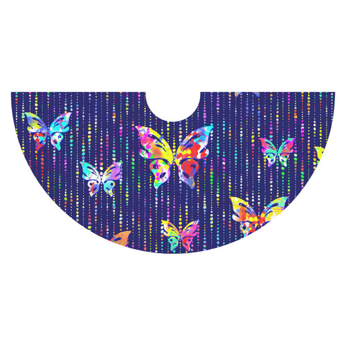 Butterflies On Dotted Lines Pattern Sleeveless Ice Skater Dress (D19)