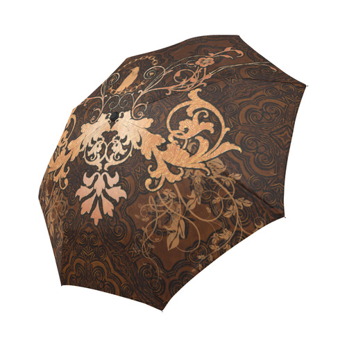 Floral design with crow Auto-Foldable Umbrella (Model U04)