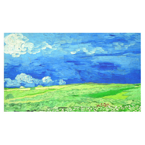 Vincent van Gogh Wheat Field Cloudy Sky Cotton Linen Tablecloth 60"x 104"