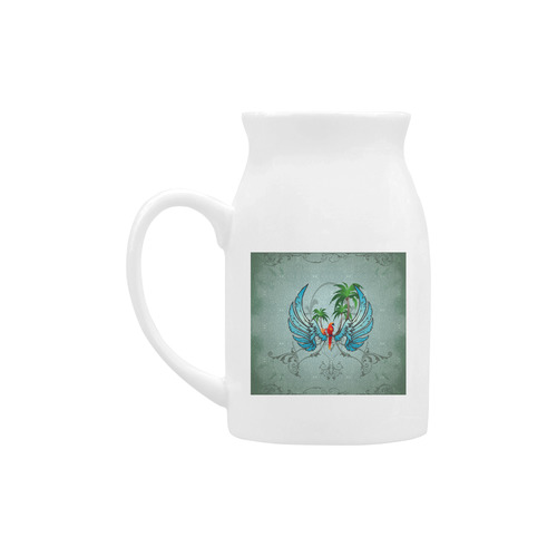 cute parrot with wings and palm Milk Cup (Large) 450ml