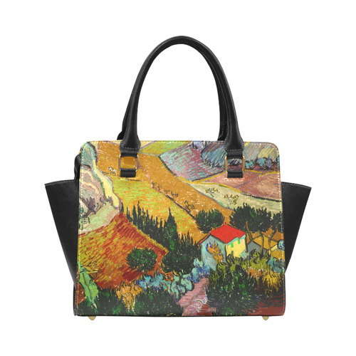 Vincent van Gogh Landscape House Ploughman Classic Shoulder Handbag (Model 1653)