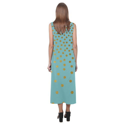 Gold Elegance Polka Dots Shower Phaedra Sleeveless Open Fork Long Dress (Model D08)