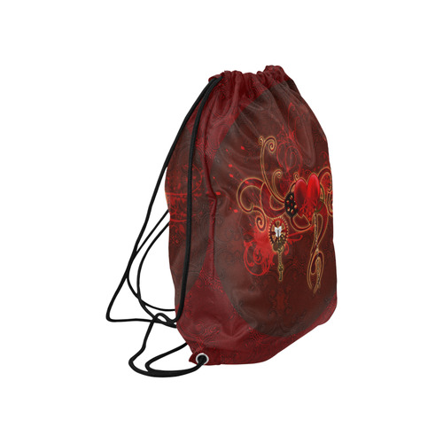 Wonderful steampunk design with heart Large Drawstring Bag Model 1604 (Twin Sides)  16.5"(W) * 19.3"(H)
