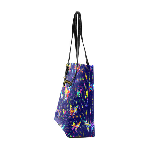 Butterflies On Dotted Lines Pattern Euramerican Tote Bag/Small (Model 1655)