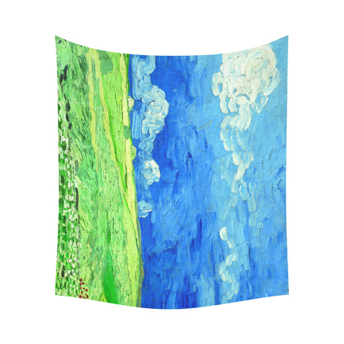 Vincent van Gogh Wheatfield Under Cloudy Sky Cotton Linen Wall Tapestry 60"x 51"