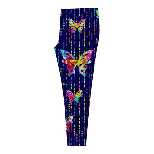 Butterflies On Dotted Lines Pattern Cassandra Women's Leggings (Model L01)