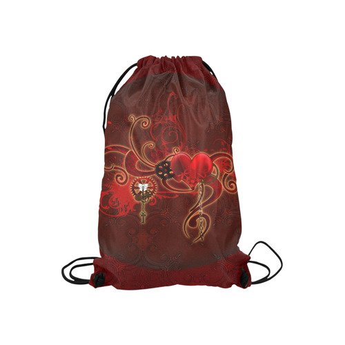 Wonderful steampunk design with heart Small Drawstring Bag Model 1604 (Twin Sides) 11"(W) * 17.7"(H)