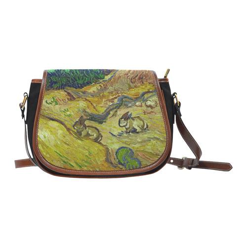 Vincent van Gogh Landscape with Rabbits Saddle Bag/Small (Model 1649)(Flap Customization)
