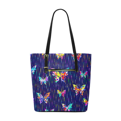 Butterflies On Dotted Lines Pattern Euramerican Tote Bag/Small (Model 1655)