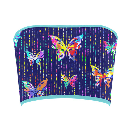 Butterflies On Dotted Lines Pattern Bandeau Top