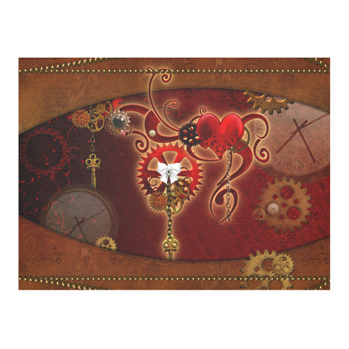 steampunk, hearts, clocks and gears Cotton Linen Tablecloth 52"x 70"