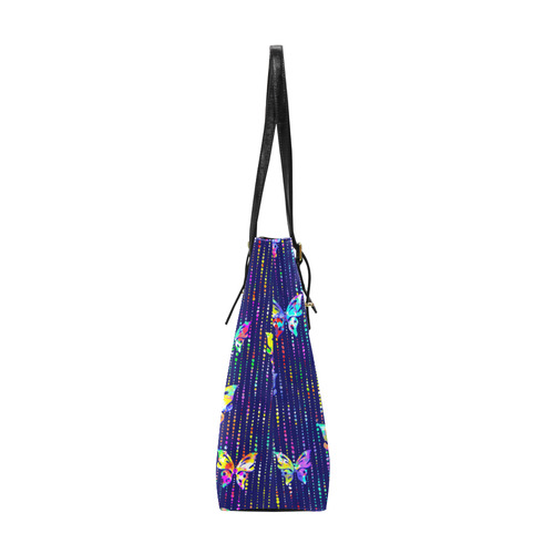 Butterflies On Dotted Lines Pattern Euramerican Tote Bag/Small (Model 1655)