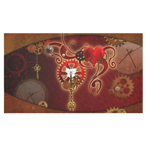 steampunk, hearts, clocks and gears Cotton Linen Tablecloth 60"x 104"