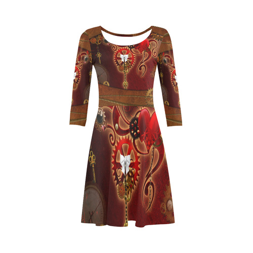 steampunk, hearts, clocks and gears 3/4 Sleeve Sundress (D23)