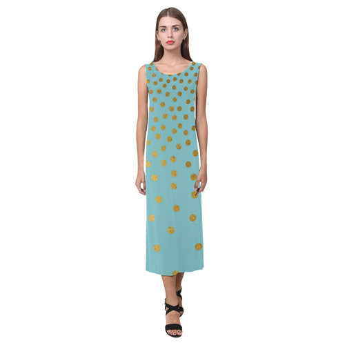 Gold Elegance Polka Dots Shower Phaedra Sleeveless Open Fork Long Dress (Model D08)