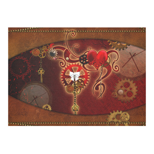 steampunk, hearts, clocks and gears Cotton Linen Tablecloth 60"x 84"