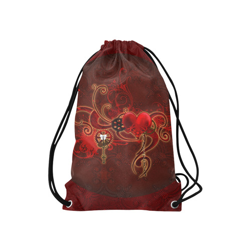Wonderful steampunk design with heart Small Drawstring Bag Model 1604 (Twin Sides) 11"(W) * 17.7"(H)