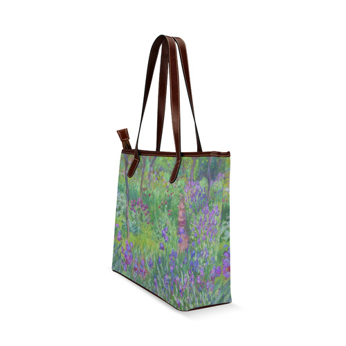 Claude Monet Iris Garden Giverny Floral Shoulder Tote Bag (Model 1646)