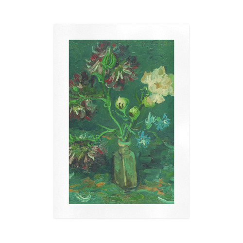 Vincent van Gogh Peonies Blue Delphiniums Art Print 16‘’x23‘’