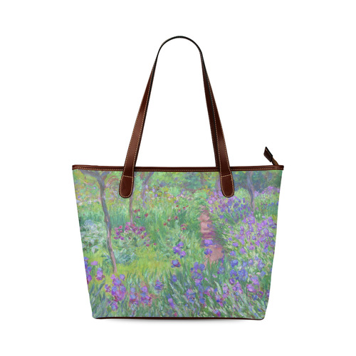 Claude Monet Iris Garden Giverny Floral Shoulder Tote Bag (Model 1646)