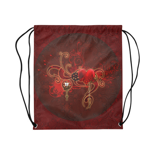 Wonderful steampunk design with heart Large Drawstring Bag Model 1604 (Twin Sides)  16.5"(W) * 19.3"(H)