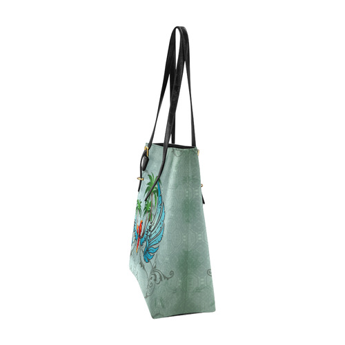 cute parrot with wings and palm Euramerican Tote Bag/Small (Model 1655)