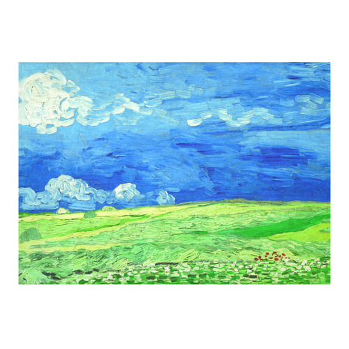 Vincent van Gogh Wheat Field Cloudy Sky Cotton Linen Tablecloth 60"x 84"