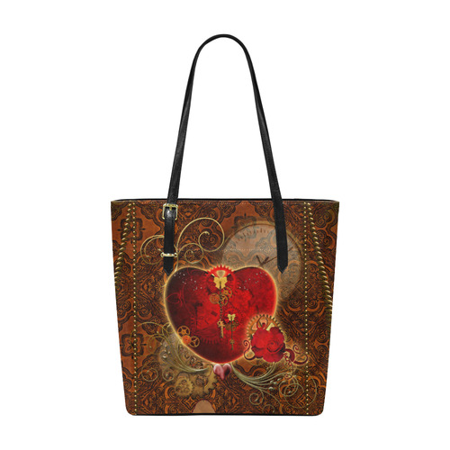 Steampunk, valentines heart with gears Euramerican Tote Bag/Small (Model 1655)