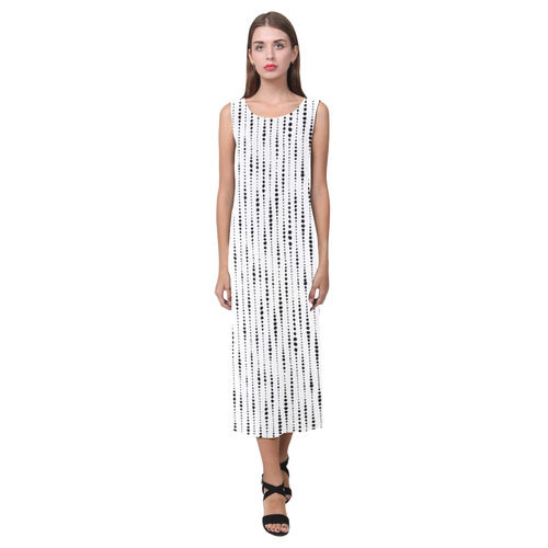 Black Dotted Lines Pattern Phaedra Sleeveless Open Fork Long Dress (Model D08)