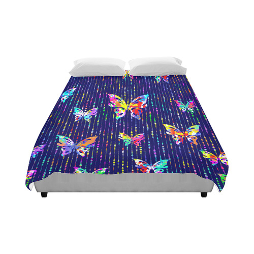 Butterflies On Dotted Lines Pattern Duvet Cover 86"x70" ( All-over-print)