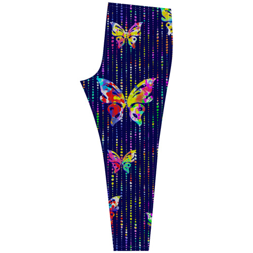 Butterflies On Dotted Lines Pattern Cassandra Women's Leggings (Model L01)