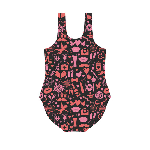Pink Love Vest One Piece Swimsuit (Model S04)