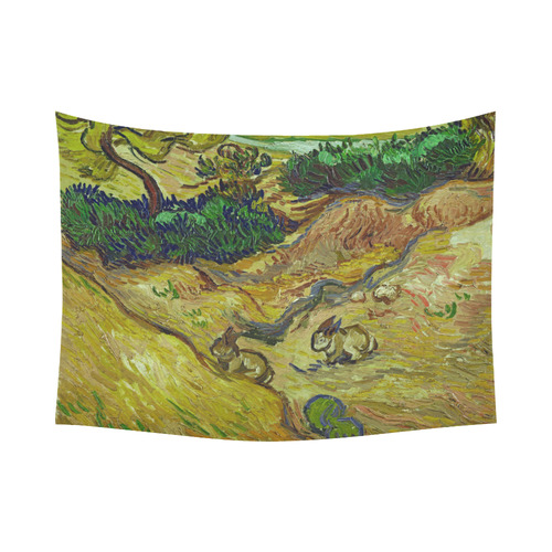 Vincent van Gogh Landscape with Rabbits Cotton Linen Wall Tapestry 80"x 60"