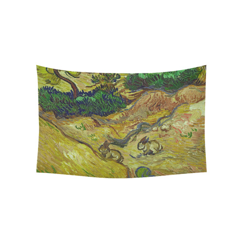 Vincent van Gogh Landscape with Rabbits Cotton Linen Wall Tapestry 60"x 40"