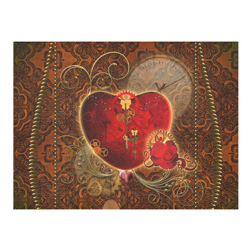Steampunk, valentines heart with gears Cotton Linen Tablecloth 52"x 70"