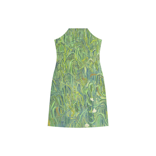 Vincent van Gogh Ears of Wheat V-Neck Open Fork Long Dress(Model D18)