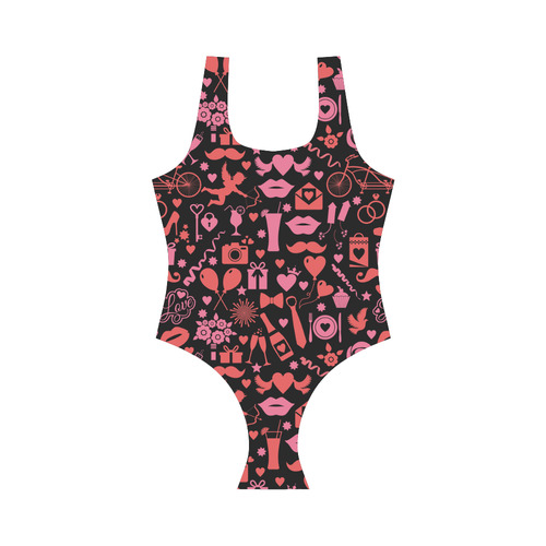 Pink Love Vest One Piece Swimsuit (Model S04)