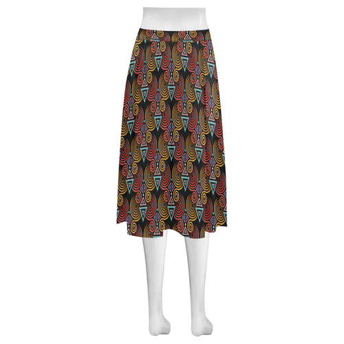 Lovely Geometric LOVE Hearts Pattern Mnemosyne Women's Crepe Skirt (Model D16)