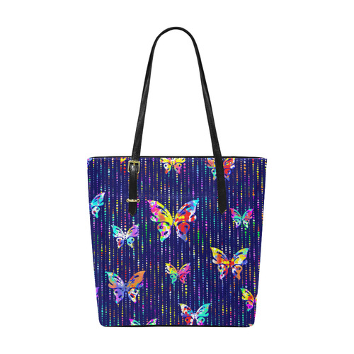 Butterflies On Dotted Lines Pattern Euramerican Tote Bag/Small (Model 1655)