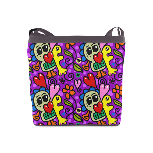 Valentine Hearts Skulls Flowers Pop Art Crossbody Bags (Model 1613)